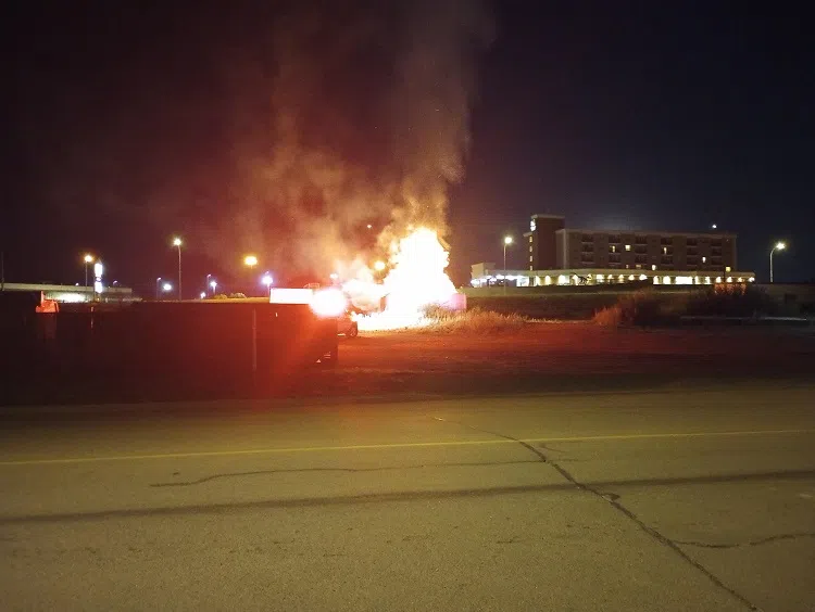 Fire Near Recycling Bins In Drumheller