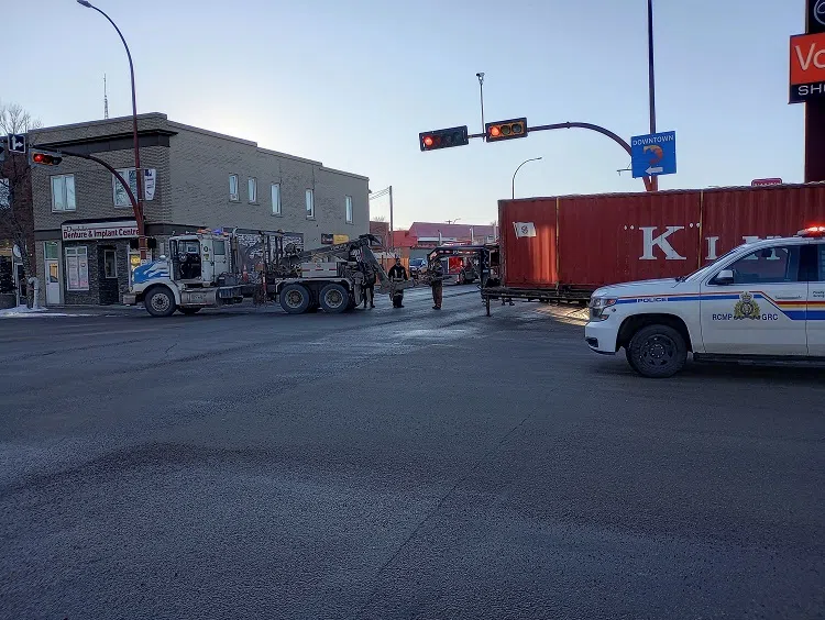 Traffic Tie Up Downtown Drumheller