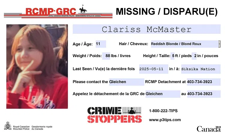 Gleichen RCMP Searching For Missing 11 Year Old