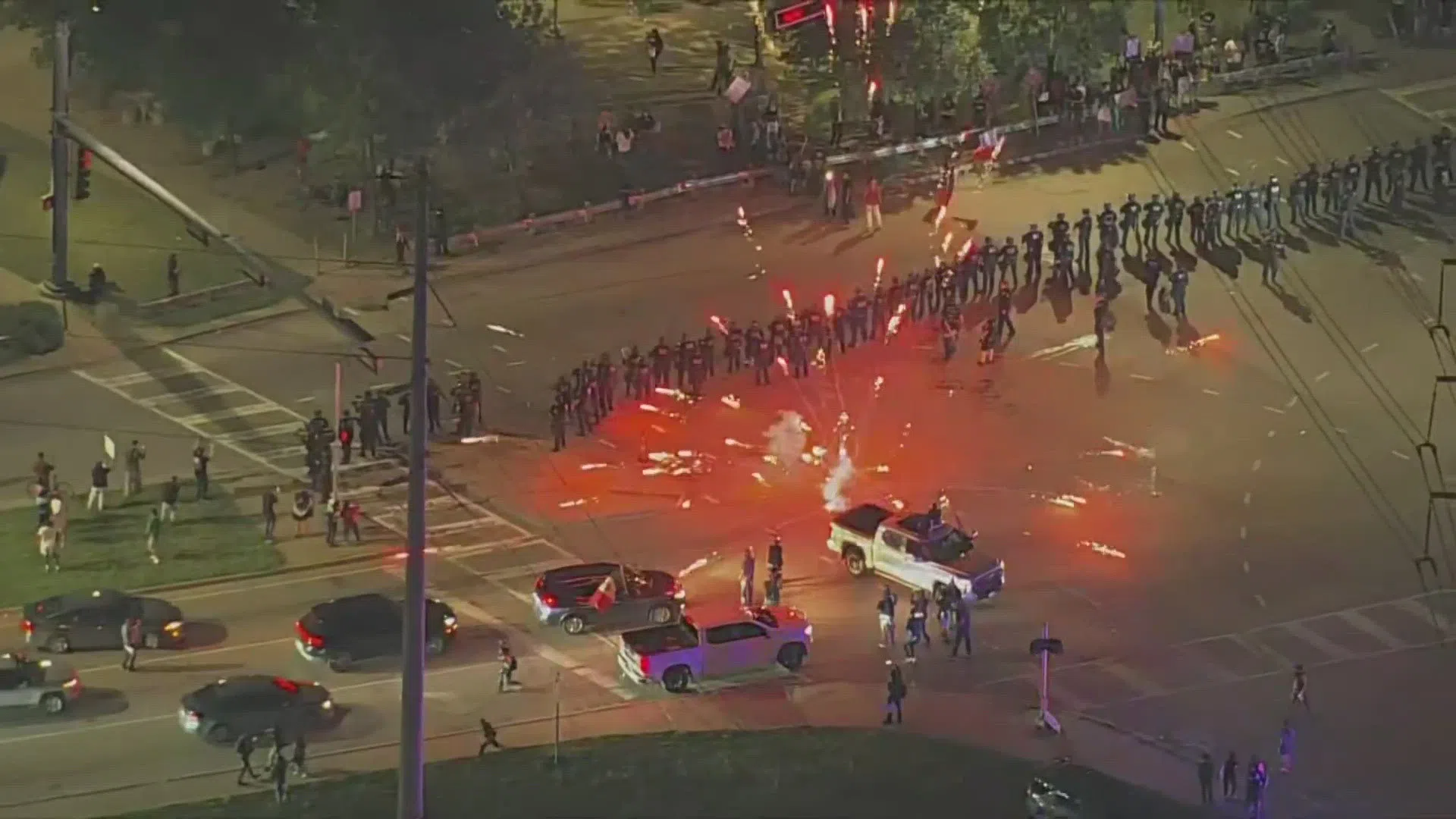 Dallas police move in on anti-ICE protestors after 'unlawful assembly' declaration