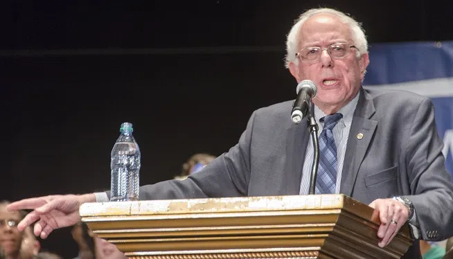 Sen. Bernie Sanders campaigning at Fox Theater in Atlanta, November 23, 2015. Rapper Killer Mike (born Michael Render) introduced Sanders to the stage.