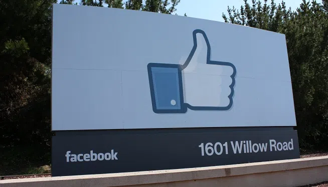 A giant iconic "like" sign greets visitors outside of Facebook's headquarters in Menlo Park California.