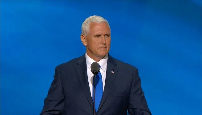 Republican Indiana Governor and Vicep President nominee Mike Pence speaks at the Republican National Convention in Cleveland, Ohio on Wednesday, July 20, 2016.