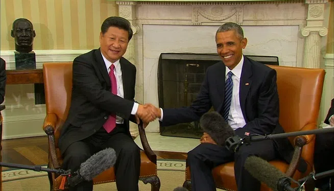 President Barack Obama said Friday, September 25, 2015 that he and Chinese President Xi Jinping had agreed to "new channels of communication" to avoid misunderstandings between the two nations' military forces in the Pacific. Picture is of Chinese President Xi Jinping meeting with President Barack Obama at the White House on his US visit in September, 25, 2015.