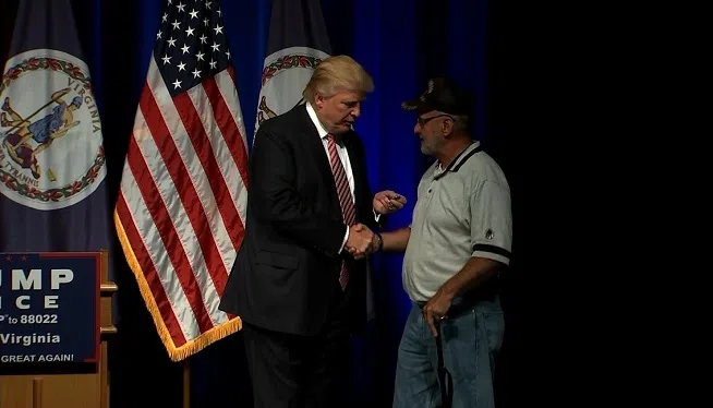 A military veteran supporting Donald Trump gifted the Republican nominee his Purple Heart Tuesday, prompting Trump to say he "always wanted to get the Purple Heart" and this was "much easier" than serving in combat.