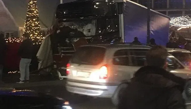 A truck ran into a Christmas market Monday, December 19, 2016 evening in a major public square in Berlin, killing nine people and injuring at least 50 others, police said.