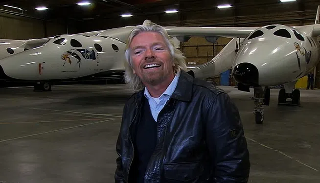 Richard Branson with SpaceShipTwo