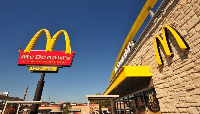 FILE -- An exterior angle photograph of a new style McDonald's Restaurant.