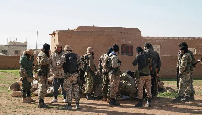 ISIS released propaganda photos show its militants attacking Tal Tamer town in al-Hasaka about 640 km northeast of Damascus , where Kurdish fighters are battling ISIS. Please note that ISIS claimed they attacked and seized two villages near Tal Tamer and captured Kurdish fighters and Christians. The photos show the group's fighters launching attacks using automatic rifles, truck-mounted artillery, mortars, and sniper rifles.