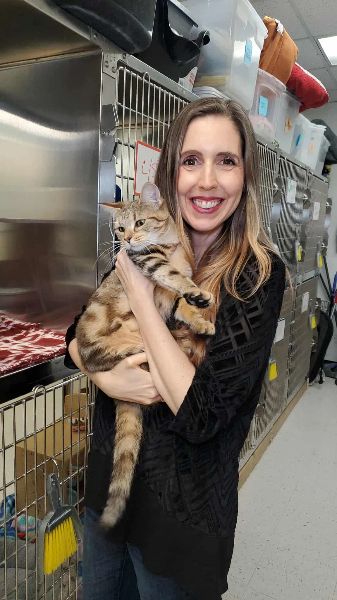 Stephanie with Brena the tabby cat