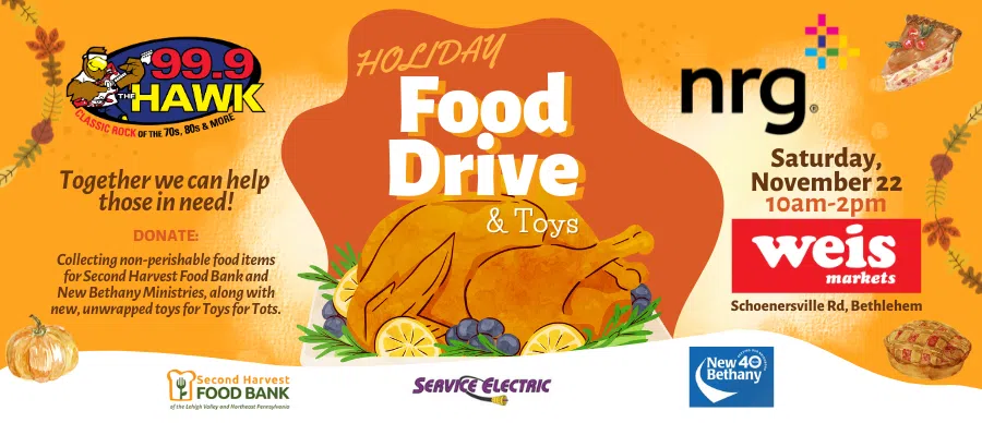 Feature: https://www.999thehawk.com/99-9-the-hawk-holiday-food-drive/
