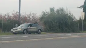 Police car that was shot