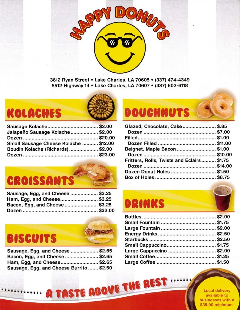 Happy Donuts New Menu