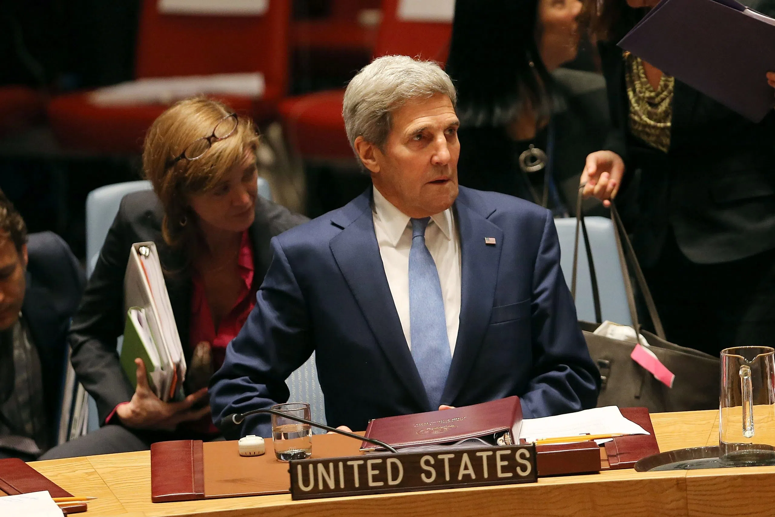 NEW YORK, NY - SEPTEMBER 30:  Secretary of State John Kerry attends a Security Council meeting on counter terrorism at the United Nations on September 30, 2015 in New York City. The ongoing war in Syria and the refugee crisis it has spawned are providing a backdrop to this years 70th annual General Assembly meeting of global leaders in New York.  (Photo by Spencer Platt/Getty Images)
