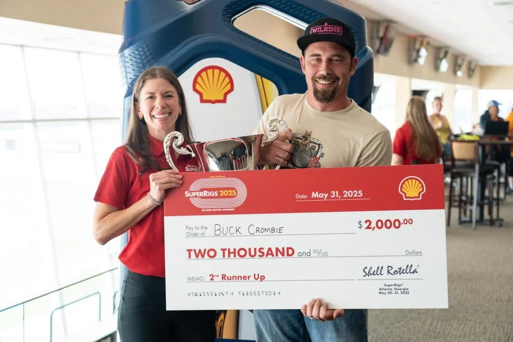 Julie Wright of Shell Rotella with Buck Crombie, Best of Show 2nd Runner Up at the 43rd Annual Shell Rotella® SuperRigs® competition held May 29-31 at Atlanta Motor Speedway in Hampton, Ga.