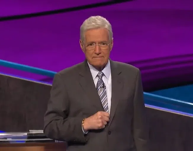Alex Trebek on game show "Jeopardy!"