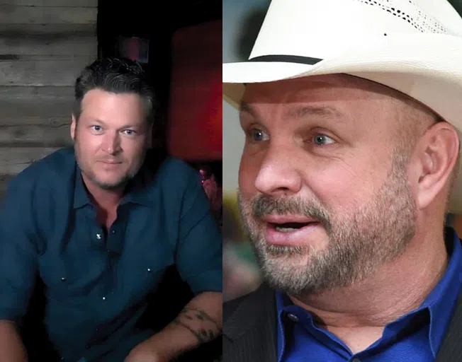 (L-R) Blake Shelton and Garth Brooks