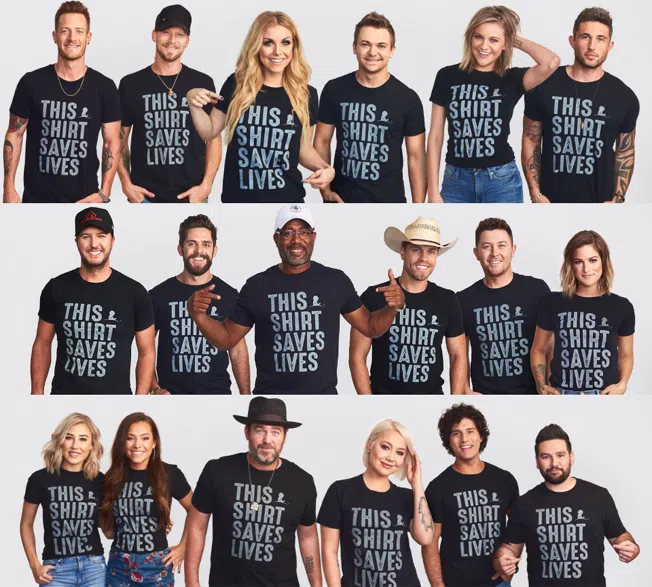 Country Music Stars wearing their "This Shirt Saves Lives" St. Jude T-Shirt