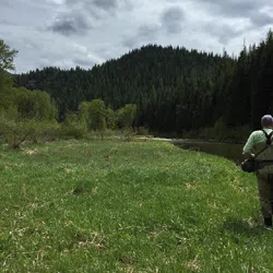 Dustin Lynch fly fishing
