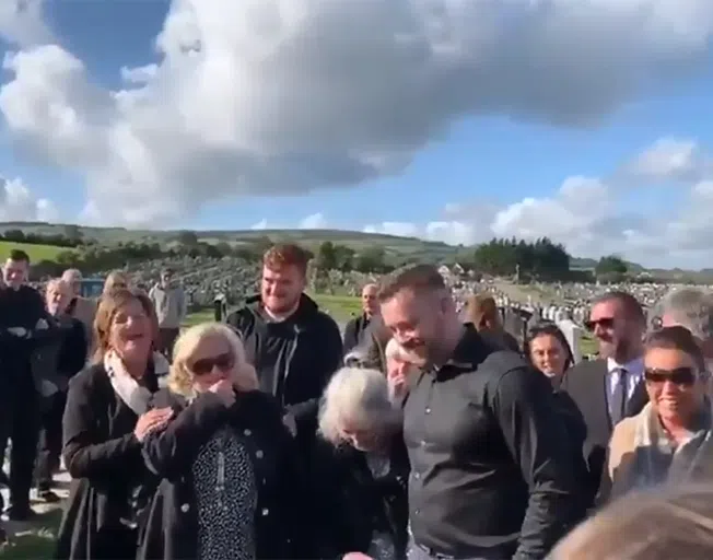 Mourners laughing at funeral of Shay Bradley