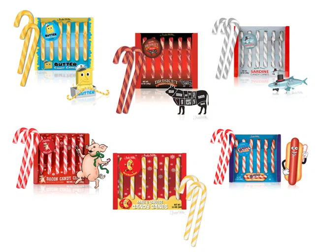 Multiple flavors of candy canes