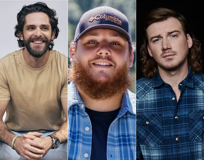 (L-R) Thomas Rhett, Luke Combs, Morgan Wallen