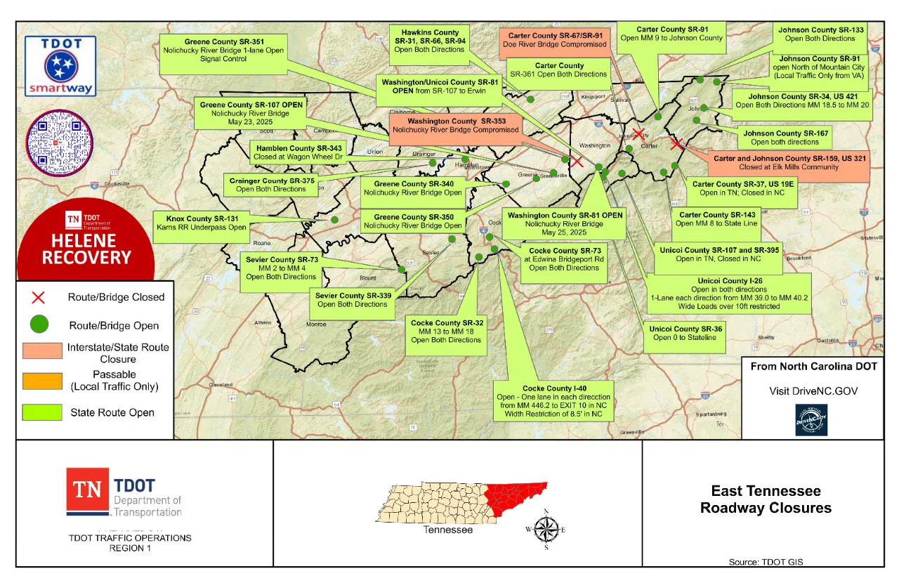 101824 State Route and Interstate Closure Map