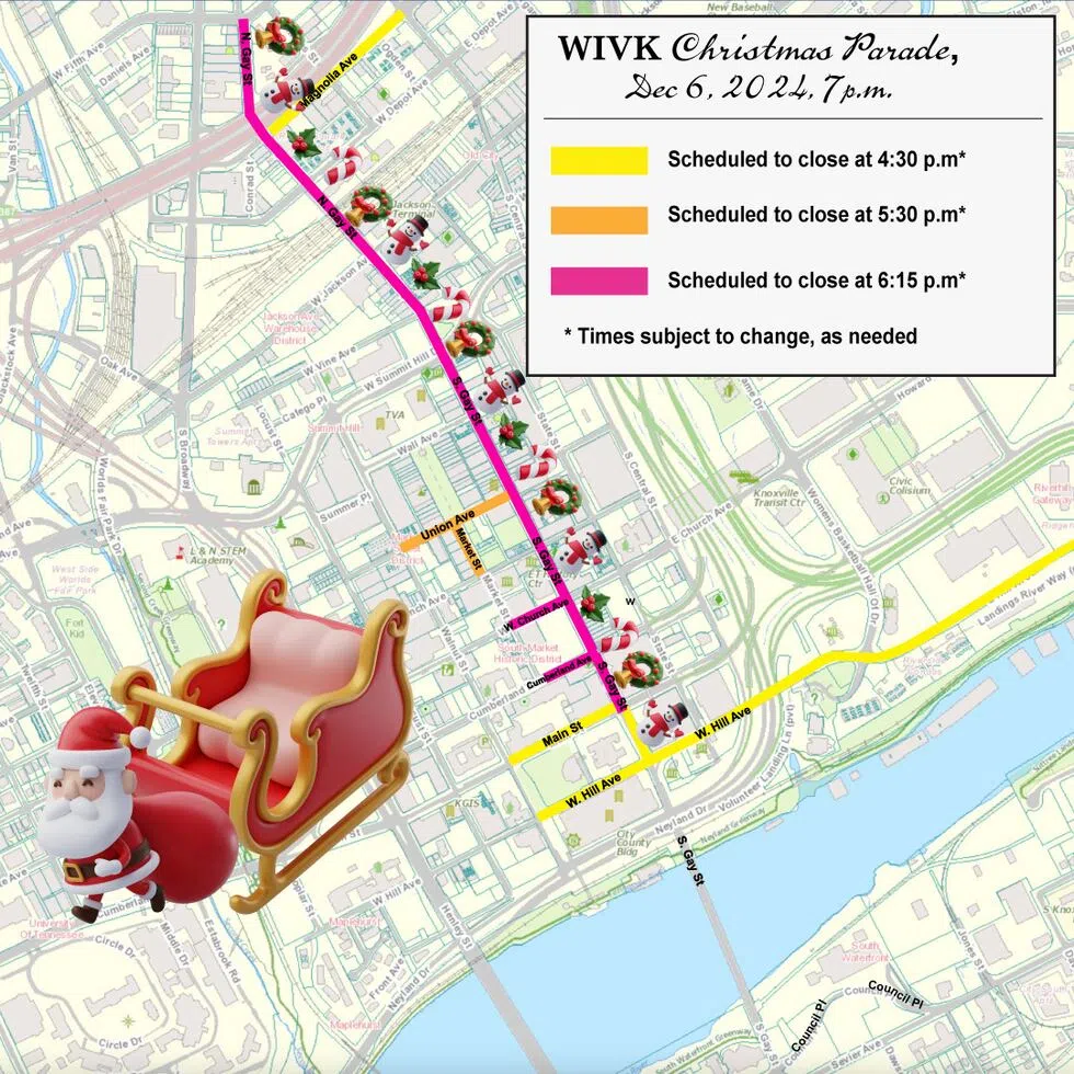 WIVK Christmas Parade route