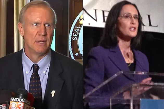 Bruce Rauner and Lisa Madigan