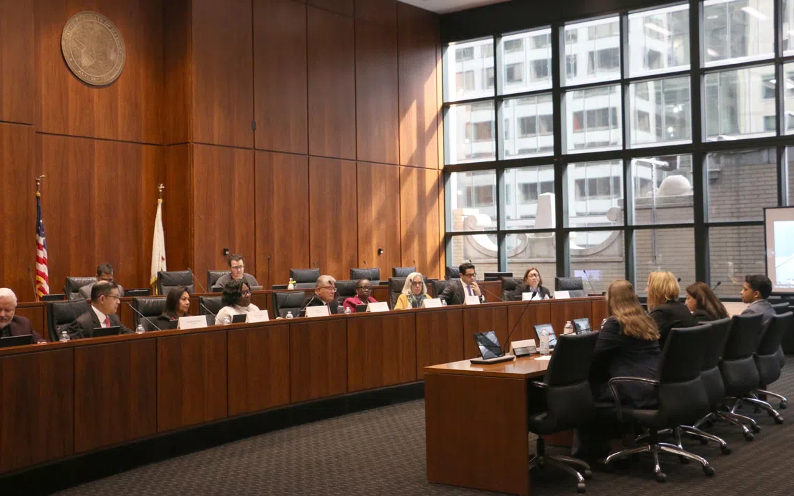 The Illinois Accountability Commission hears testimony from a dozen experts and advocates at its Feb. 24, 2026, public meeting in downtown Chicago. (Capitol News Illinois photo by Maggie Dougherty)