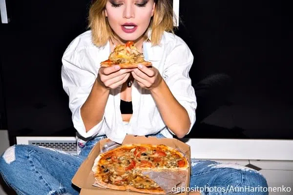 eating pizza