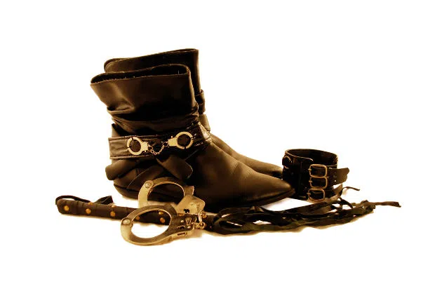 Black leather and handcuffs