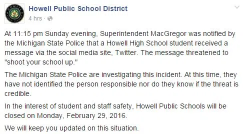 Howell FB Message 1