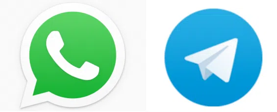 Whatsapp and Telegram logos