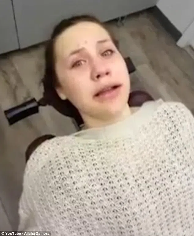 Emma, from the US, had her wisdom teeth removed at the dentist and appeared to have been given an anesthetic in the clip posted on YouTube by Alisha Zamora
