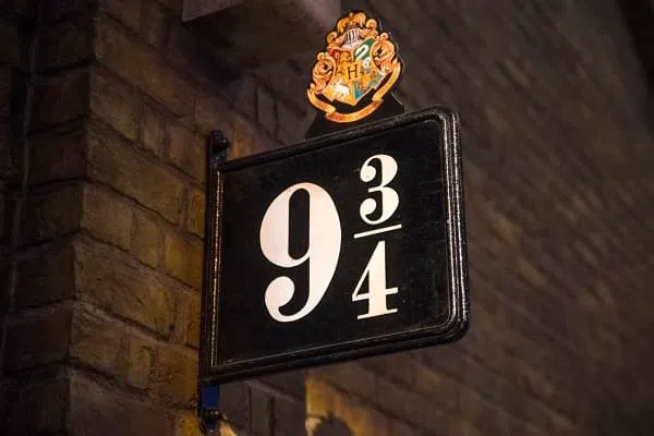 LEAVESDEN, UK - JUNE 19TH 2017: The sign for Platform 9 3/4 at the Making of Harry Potter Studio tour at the Warner Bros. Studios in Leavesden, UK, on 19th June 2017.
