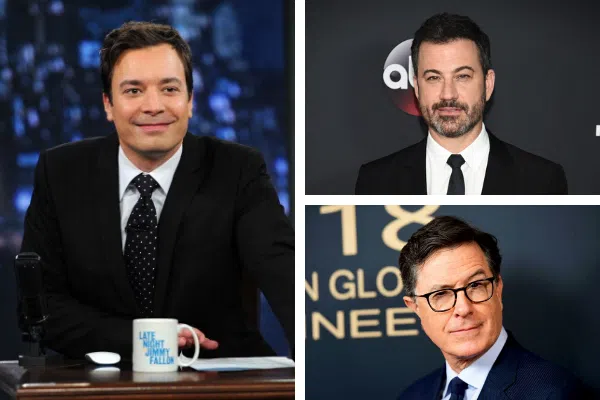 jimmy fallon, jimmy kimmel, and stephen colbert