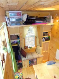The view from the loft in Jessica Sullivan's tiny home. Image from Another Tiny House Story blog.