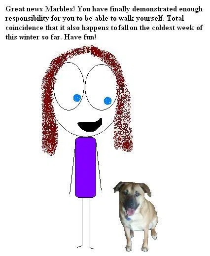 Marbles walk himself