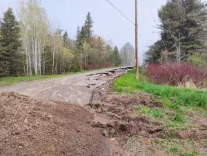 Damage to Old US-41/Jurmu Road south of the Community of Keweenaw Bay