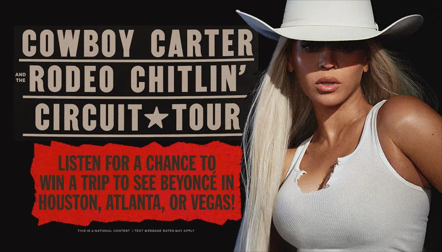 Listen for your chance to win a trip to see Beyoncé in Houston, Atlanta, or Vegas!
