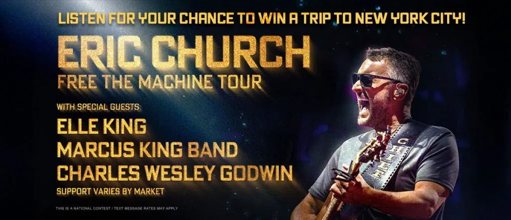 Listen for your chance to win a trip to New York City to see Eric Church's Free The Machine Tour!