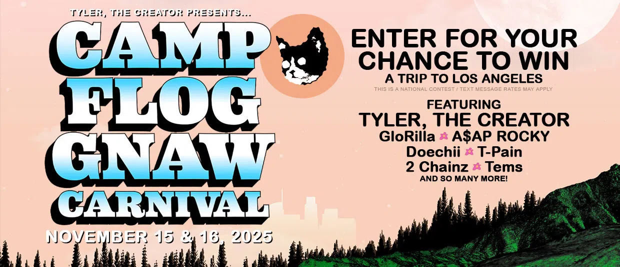 Enter for your chance to win a trip to Los Angeles for Camp Flog Gnaw Carnival featuring Tyler, The Creator