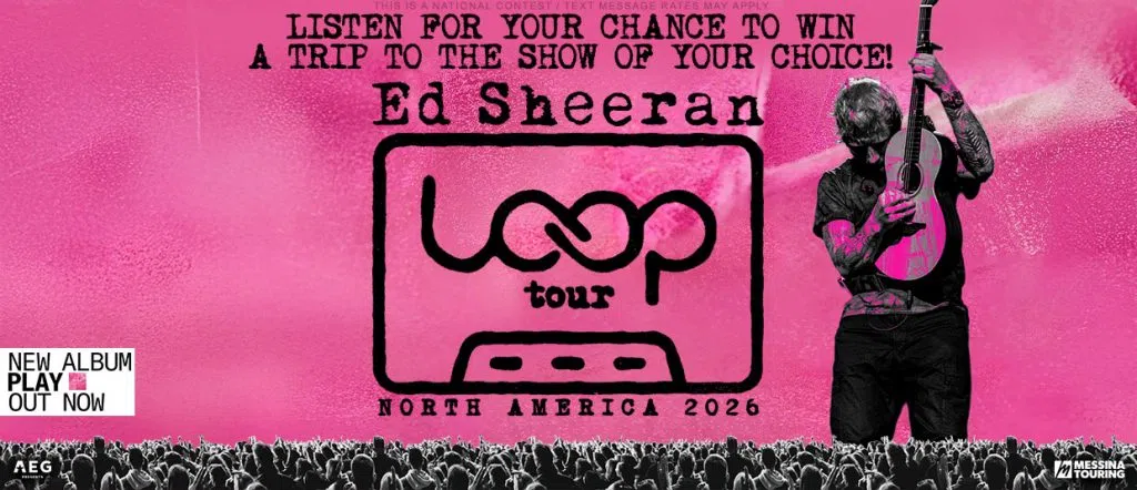Listen for your chance to win a trip to see Ed Sheeran at the U.S. tour stop of your choice!