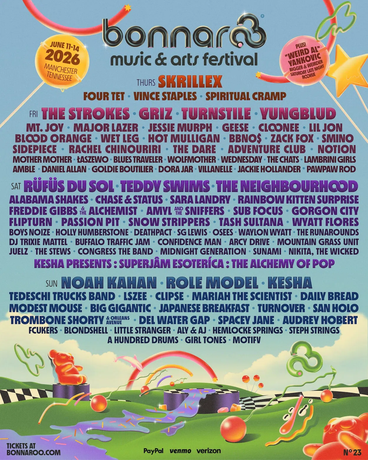 Bonnaroo 2026 lineup poster