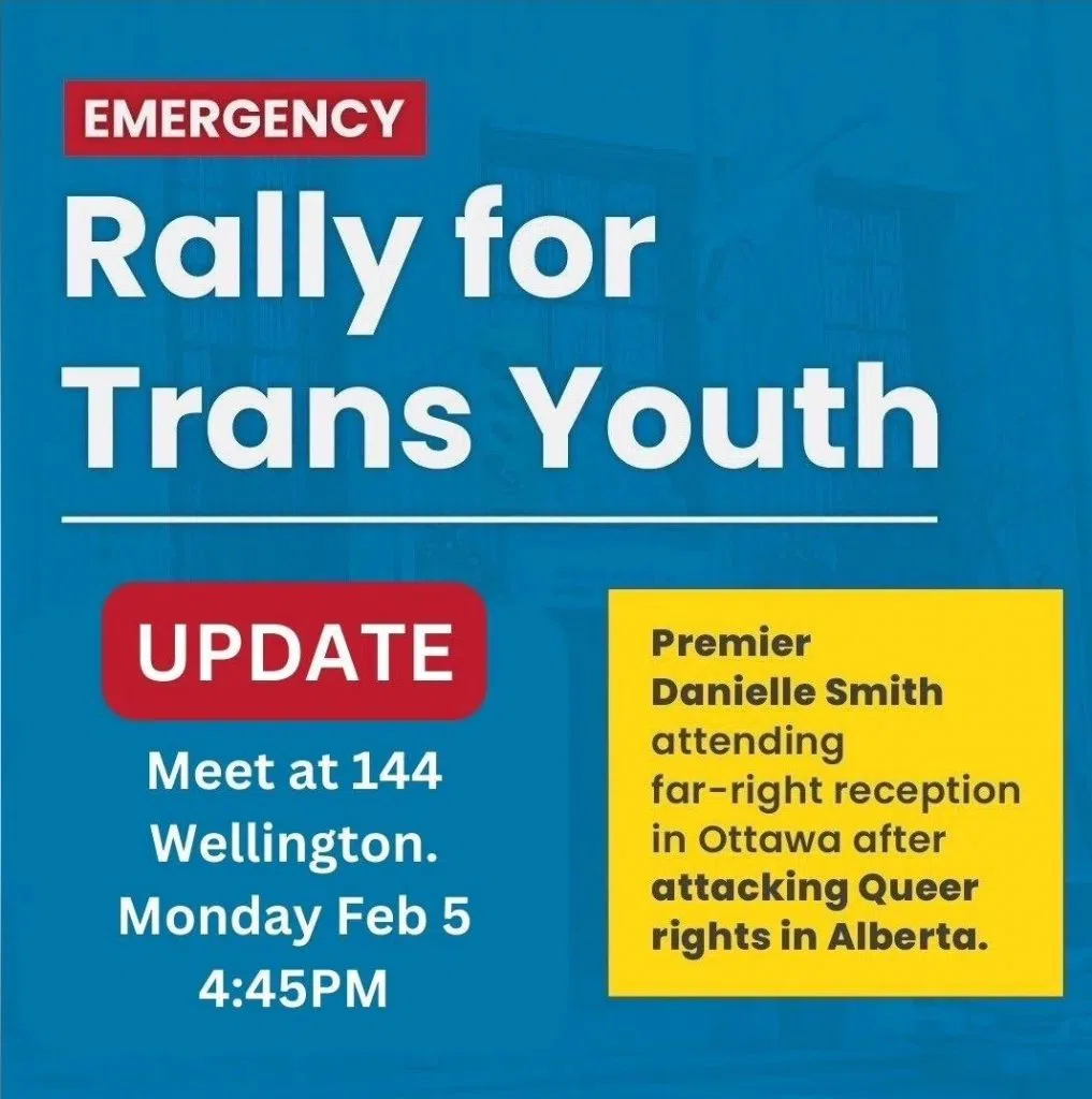 Ottawa citizens organize protest while Premier Smith visits. Image shared across social media platforms