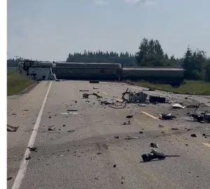 Highway 55/63 Crash, July 5 2025. Listener supplied photo