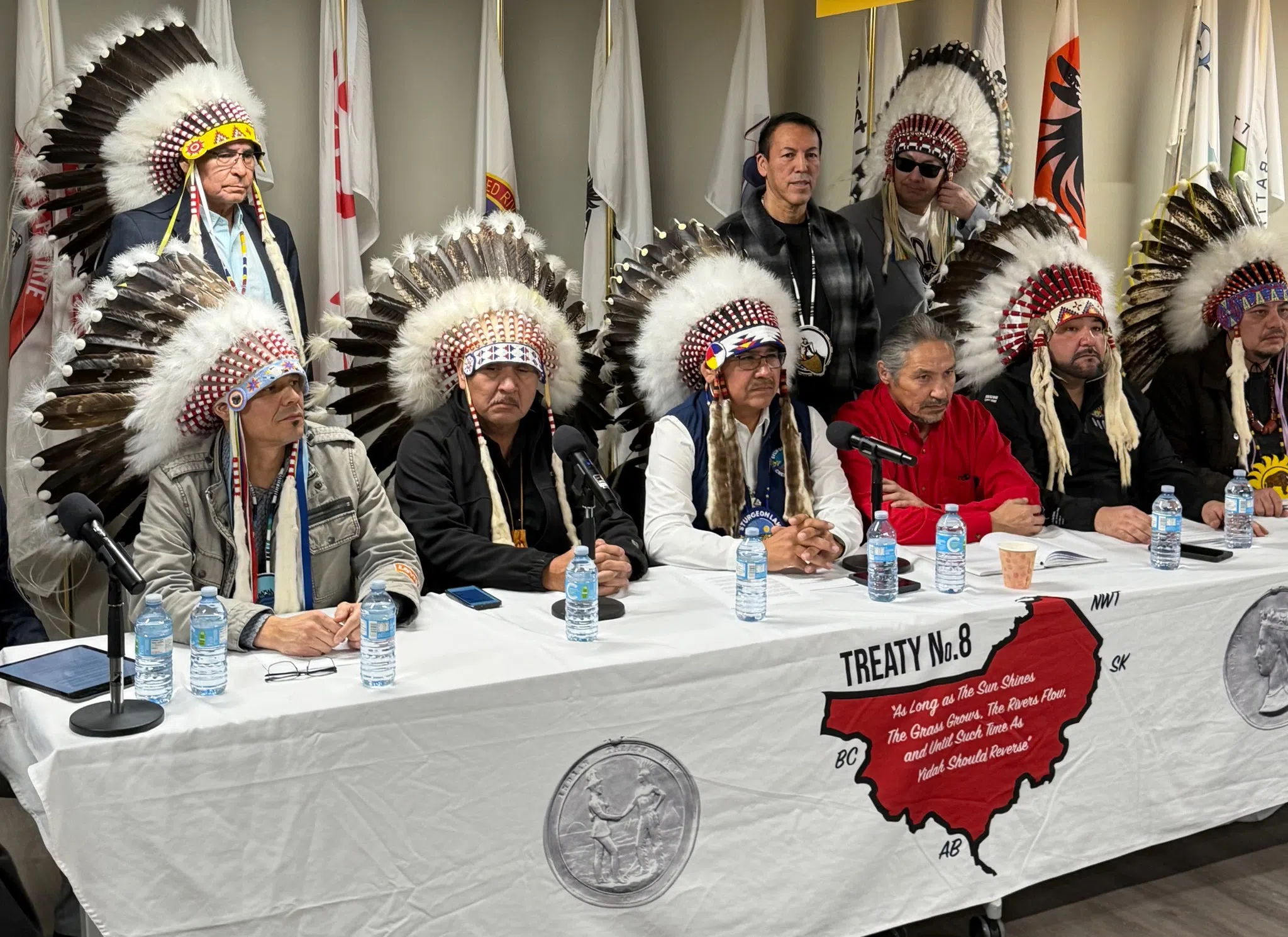A gathering of Chiefs of Treaty 8 First Nations. Image via Facebook