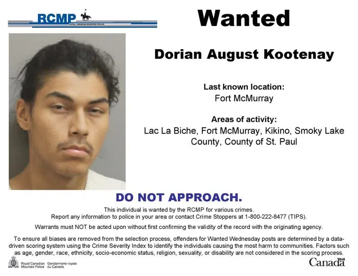 Dorian Kootenay, Wanted poster courtesy of RCMP
