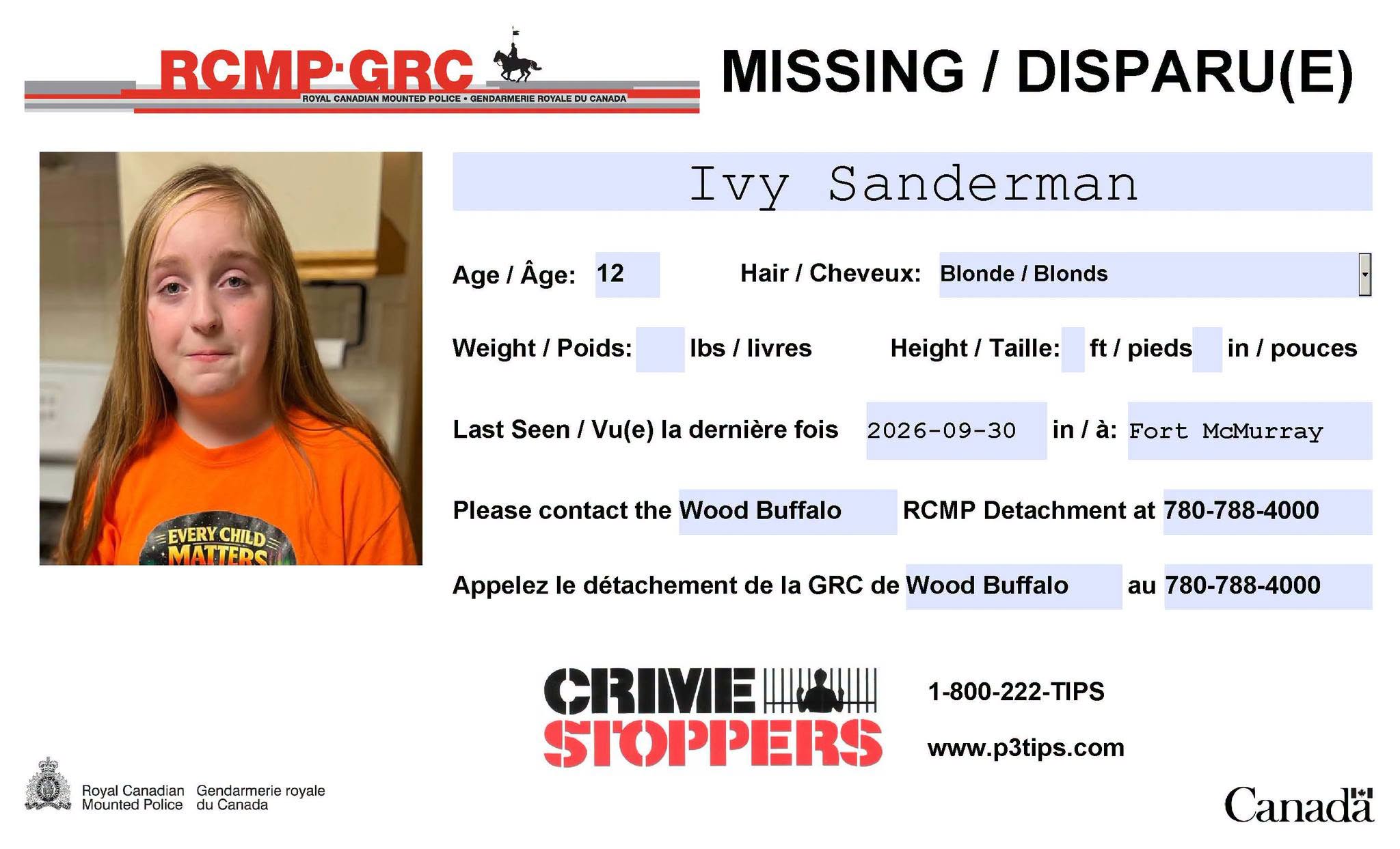 Ivy Sanderman, missing
